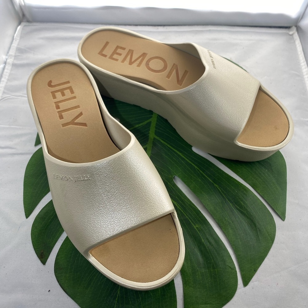 LEMON JELLY. PLATFORM‎ SLIDE SANDAL WARM GRAY​​​​​